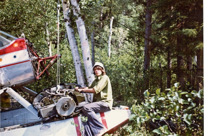 a younger Beech 18 at Bingo Lake engine change LBR 1972 copy.jpg