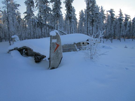 the beech 18 waiting 4 years after being salvaged from reindeer lake.