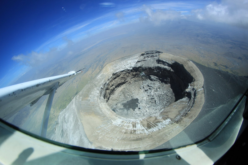 Flying over Ol doinyo Lengai volcano in the south eastern Serengeti